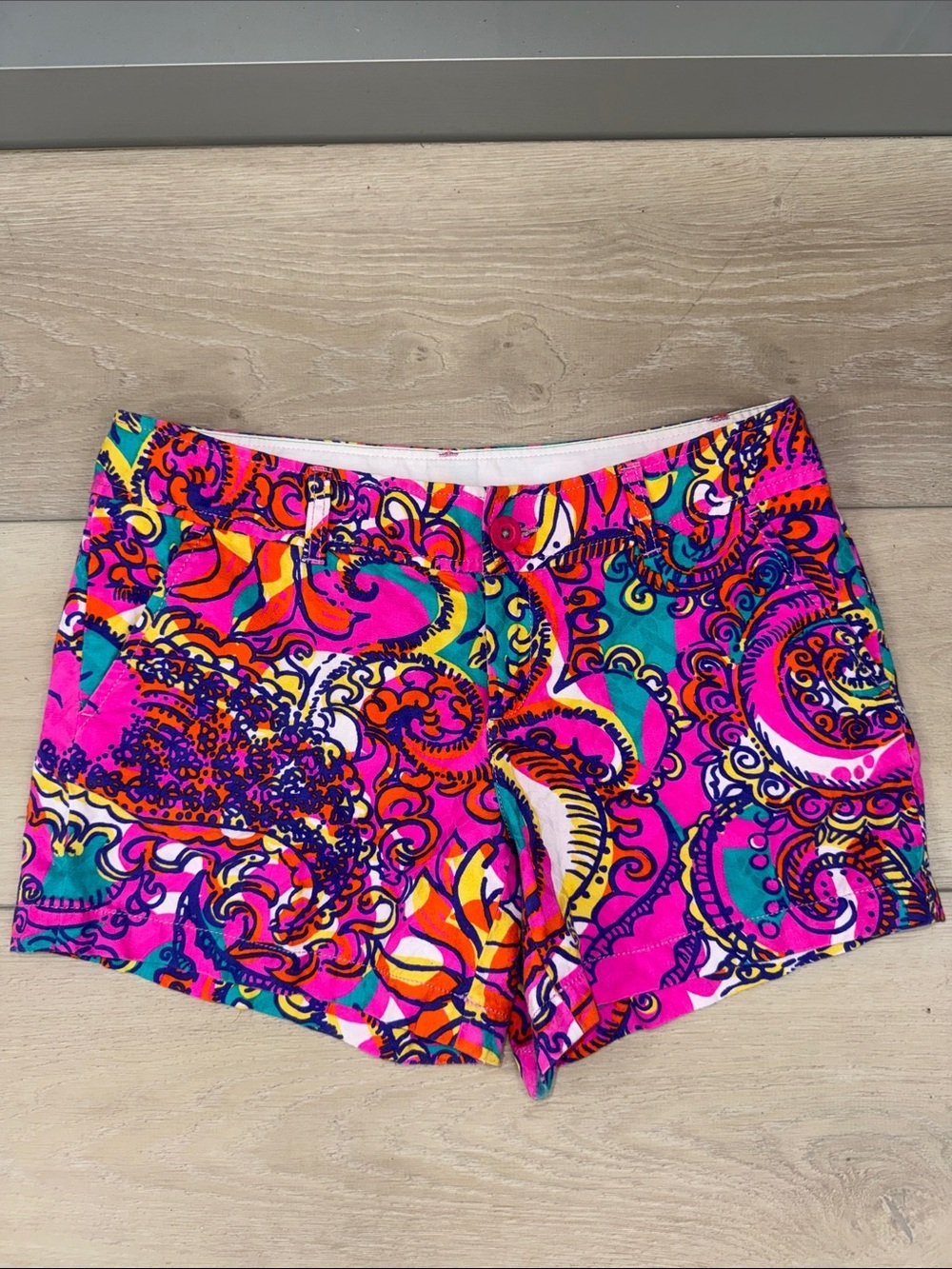 Lilly Pulitzer Vibrant Pink Teal Orange Paisley Bike Shorts